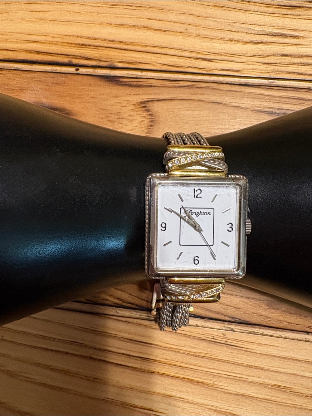 Brighton Two-Tone Square Dial Watch — Silver & Gold Accents